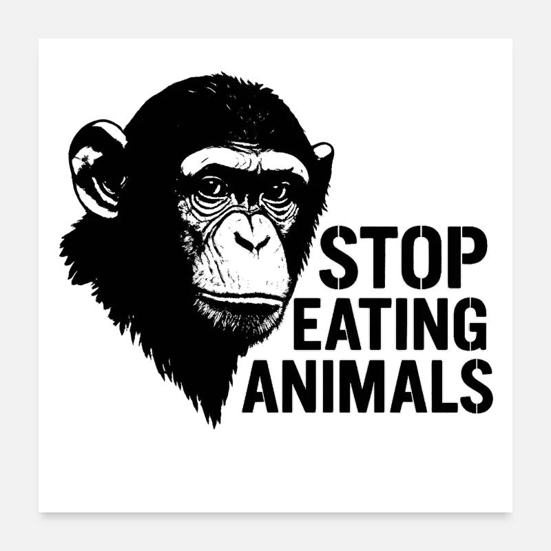 Chimpanzee Stop Eating Animals Poster 24" x 24" (60x60 cm)