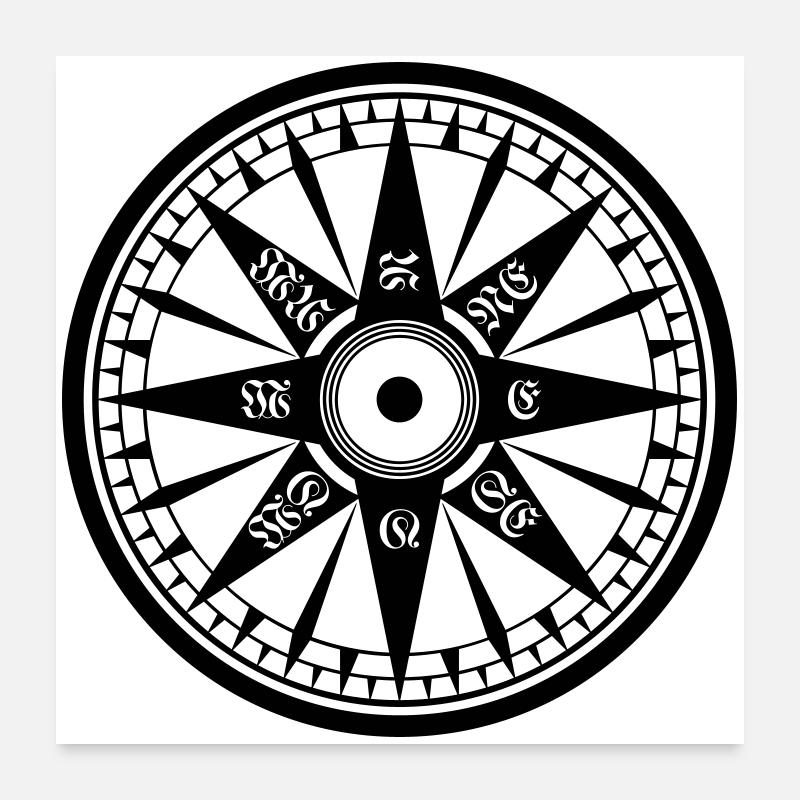 Compass – Wind Rose, Ship's Compass - Poster 24" x 24" (60x60 cm) - white