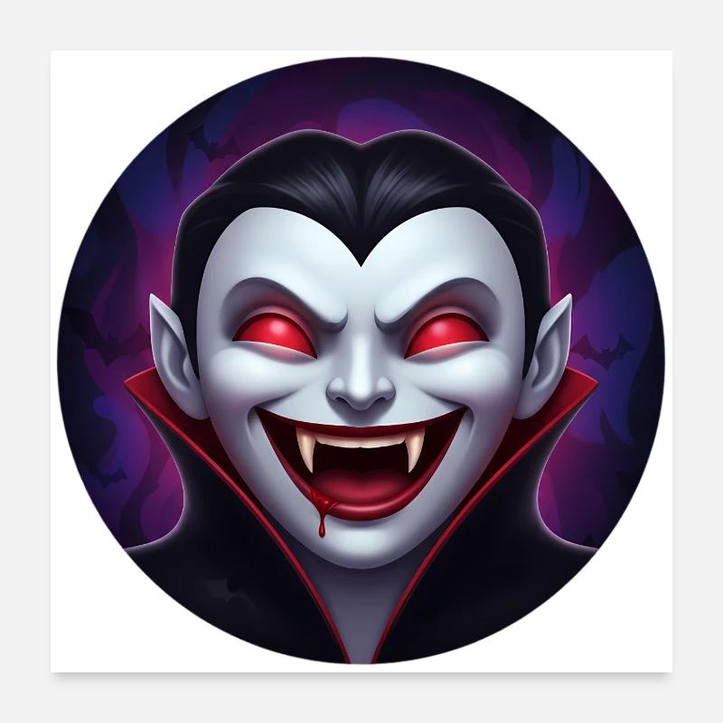 Sourire de vampire – regard rouge Poster 60 x 60 cm