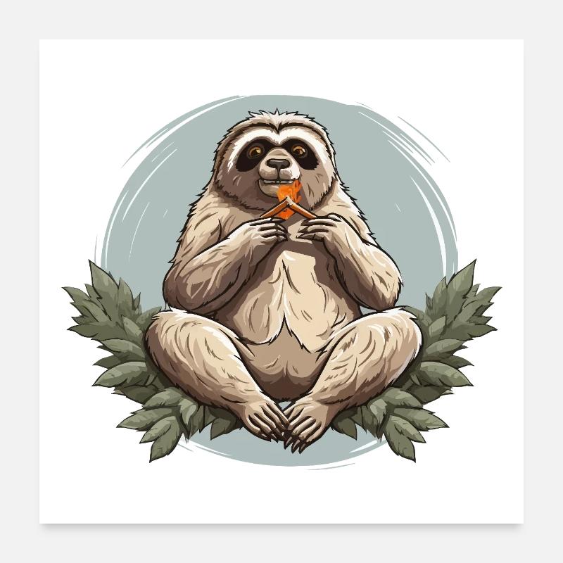 Snack paresseux zen Poster 60 x 60 cm