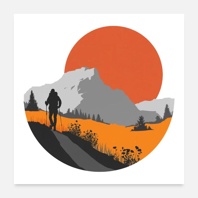 Bergwanderung, Idee für ein Wanderer-Geschenk Poster 60x60 cm