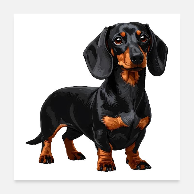 Teckel noir et beige - Chien saucisse Poster 60 x 60 cm
