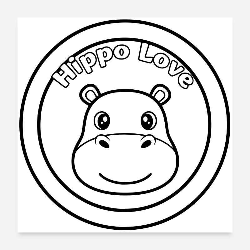 Hippo Love Nilpferd Logo Poster 60 x 60 cm