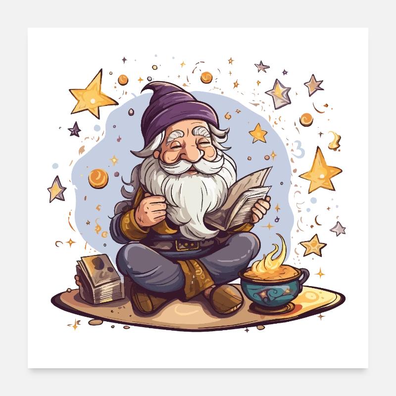 Gnome reading at Starfire Poster 24" x 24" (60x60 cm)
