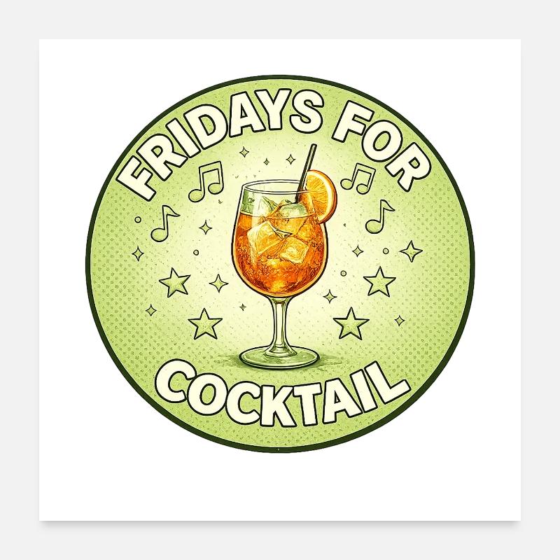 Friday Cocktail Retro Design Poster 24" x 24" (60x60 cm)
