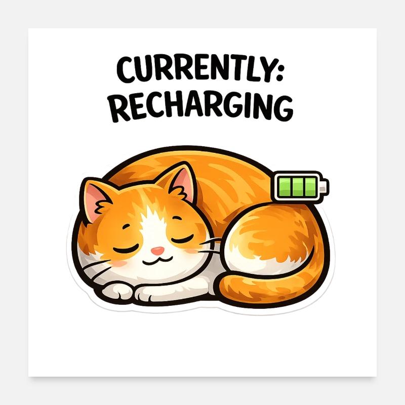 Sommeil chargé par le chat Poster 60 x 60 cm