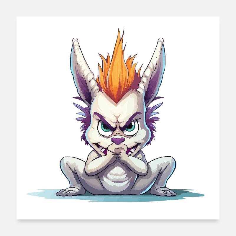 Angry Mohawk Bunny Poster 24" x 24" (60x60 cm)