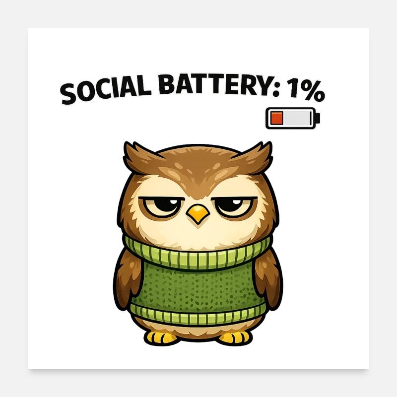 Pull hibou 1 % d’humour de batterie Poster 60 x 60 cm