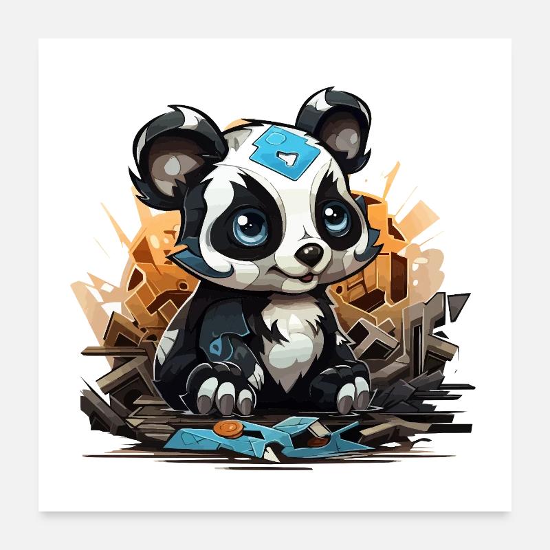 Panda Building Block Charm Poster 24" x 24" (60x60 cm)