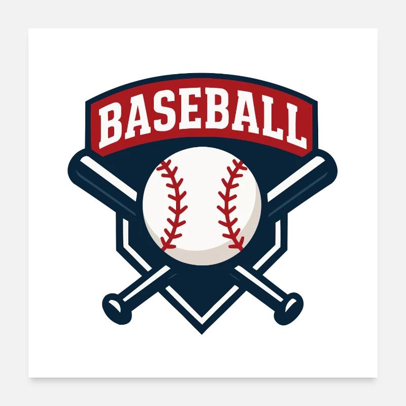 Emblème de baseball avec balle Poster 60 x 60 cm