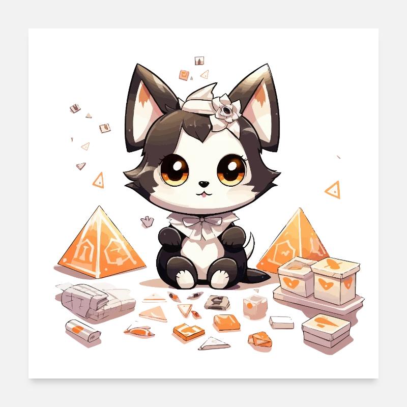 Chibi-Hundewelpe Diamantenschatz Poster 60x60 cm