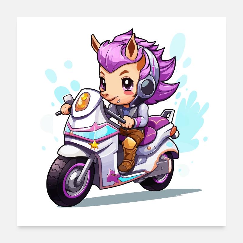 Chibi Motorcycle Heroine Poster 24" x 24" (60x60 cm)