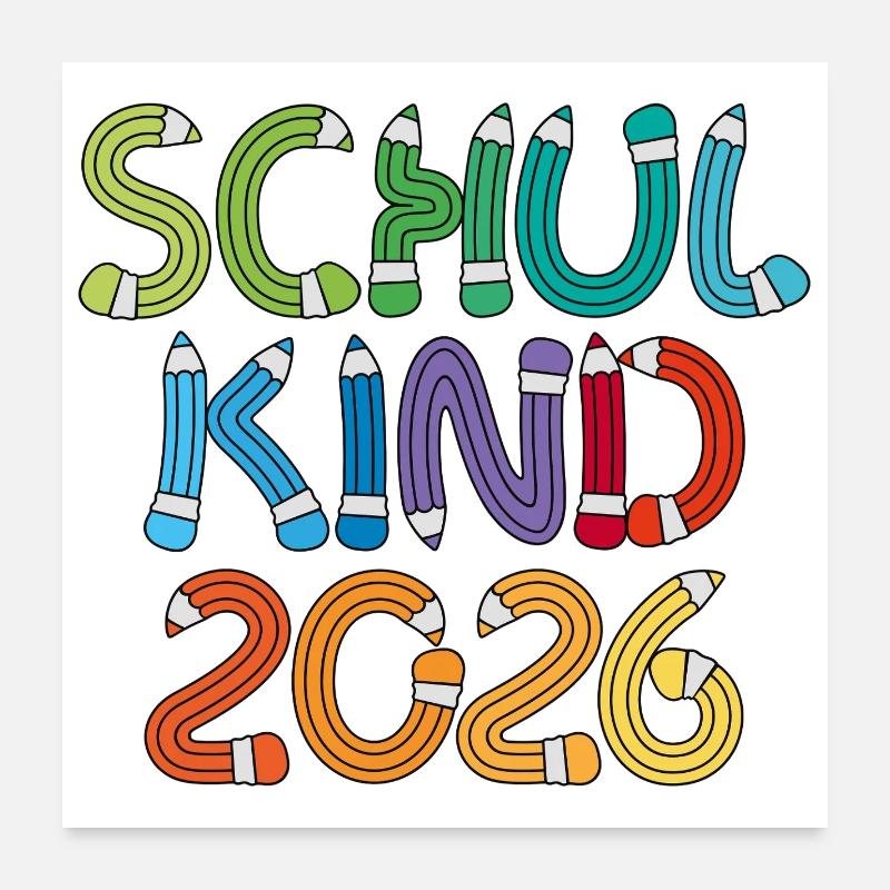 Schulkind 2026 Schule Einschulung Schulanfang - Poster 60x60 cm - Weiß