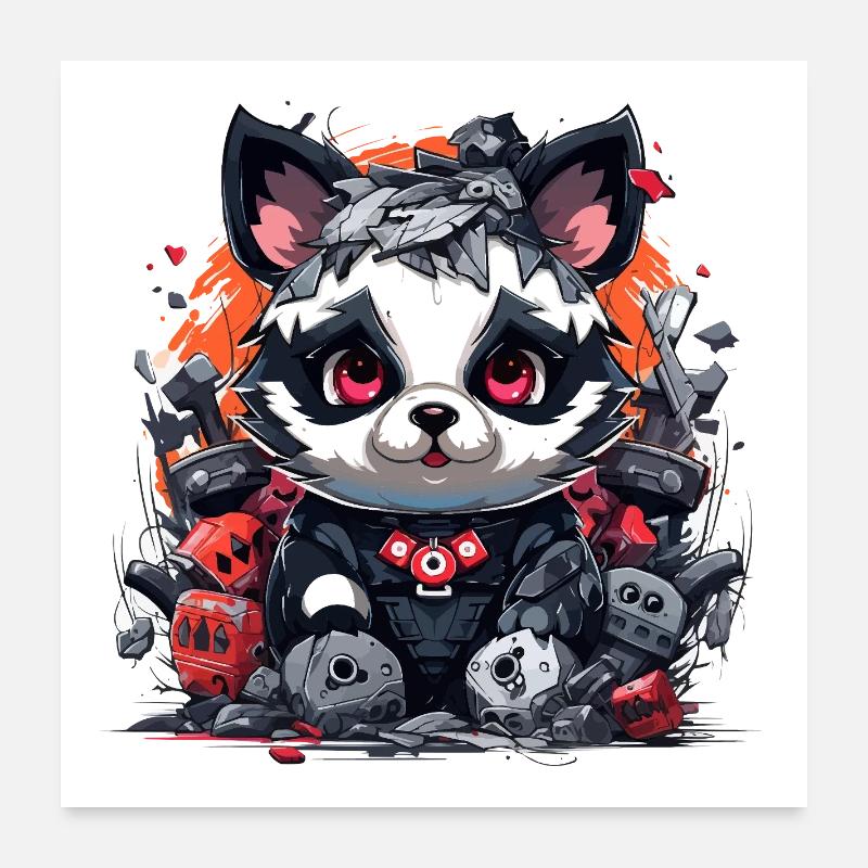Robo Panda sur le champ de bataille Poster 60 x 60 cm