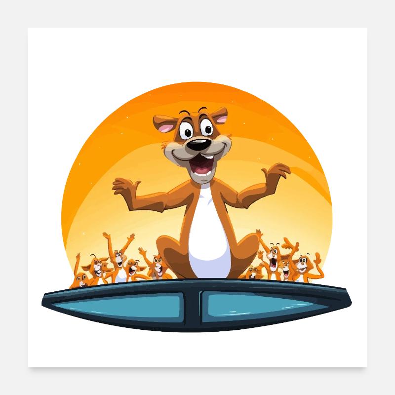 Kangaroo party at sunset Poster 24" x 24" (60x60 cm)