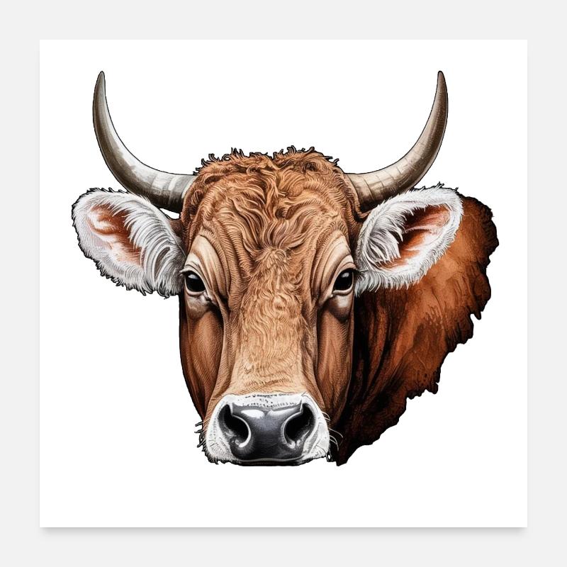 Tête de vache, rural Poster 60 x 60 cm