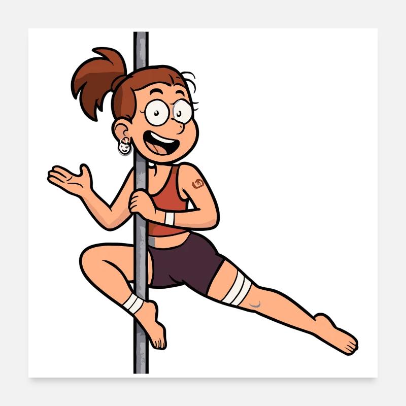 Dessin animé de pole dance – Danseur drôle Poster 60 x 60 cm