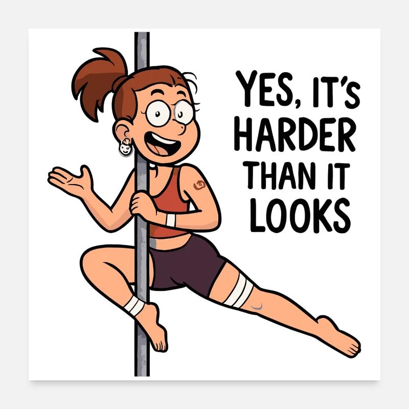 Dessin animé de pole dance – Plus difficile qu’il n’y paraît Poster 60 x 60 cm