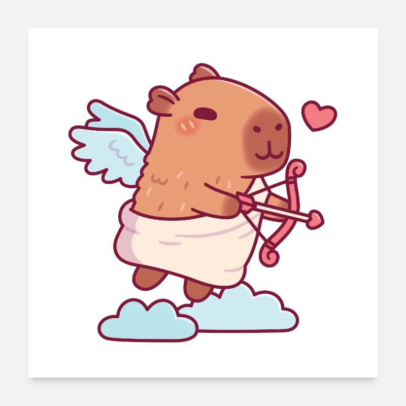 Mignon Ange Cupidon Capybara Poster 60 x 60 cm