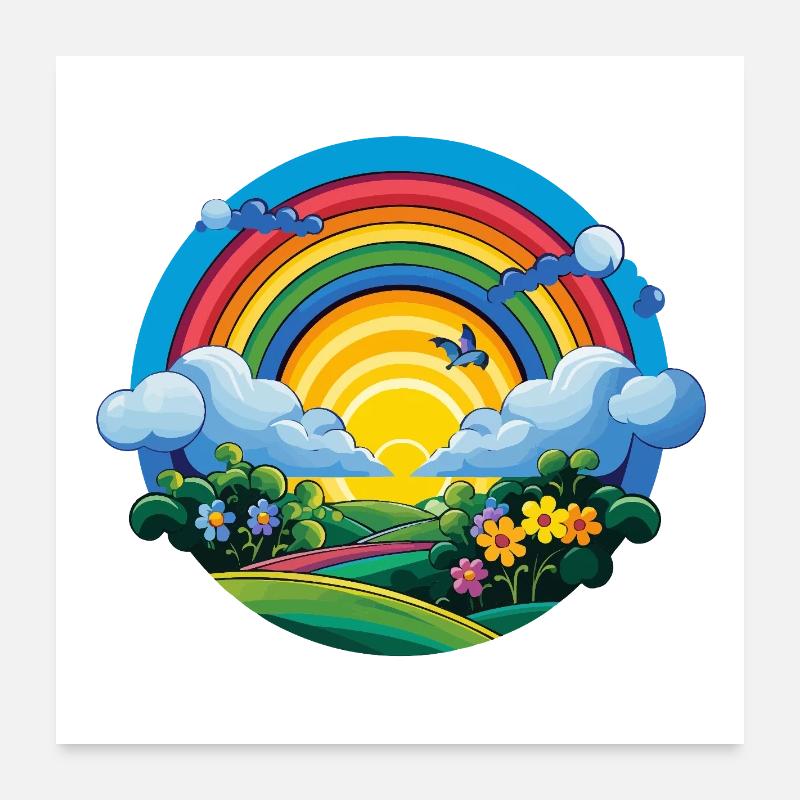 Rainbow Sunrise Spring Poster 24" x 24" (60x60 cm)
