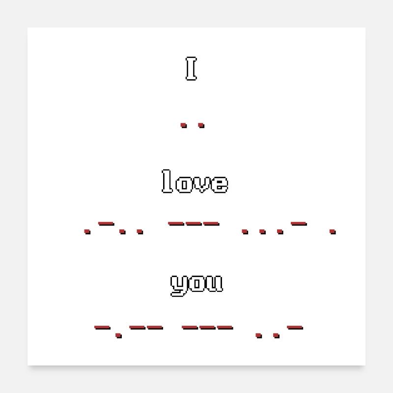 Retro Pixel Art Morse Code I Love you Poster 60x60 cm