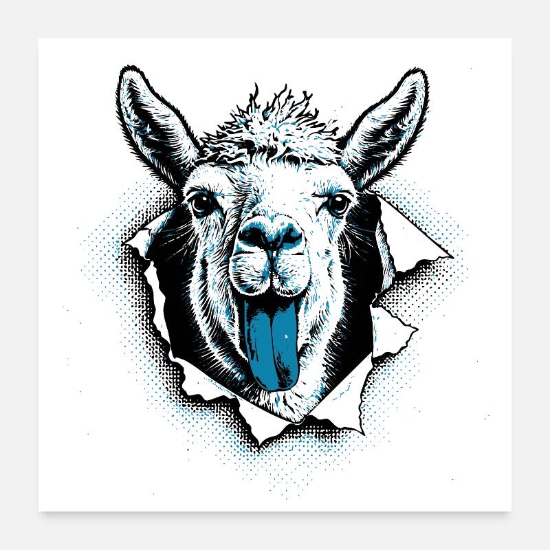 Pop Culture Llama – Illustration bicolore moderne Poster 60 x 60 cm