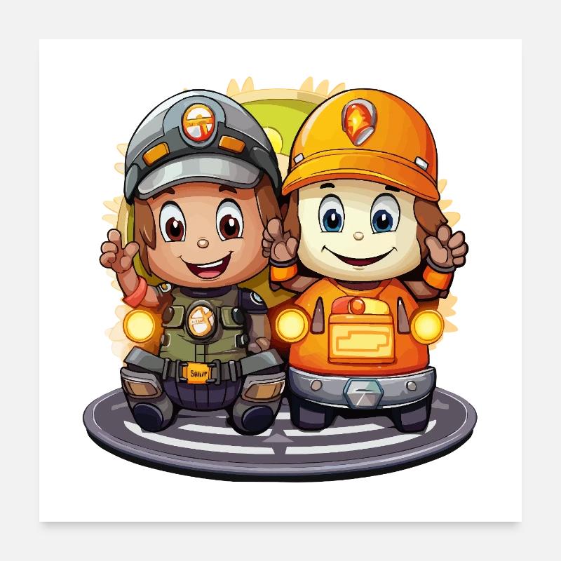Deux héros de la mine Poster 60 x 60 cm