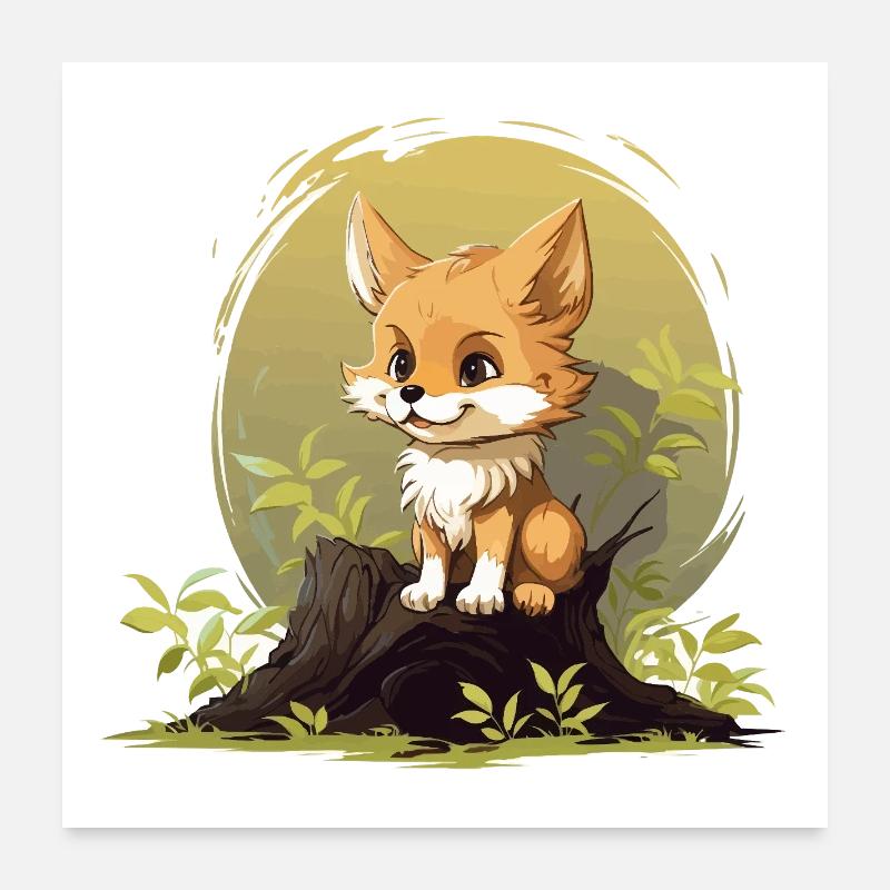 Forest fox in the sun forest Poster 24" x 24" (60x60 cm)