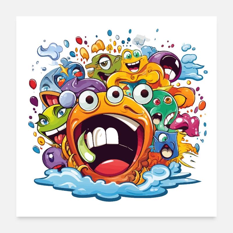 Kunterbunte Monsterbande Splash Poster 60x60 cm