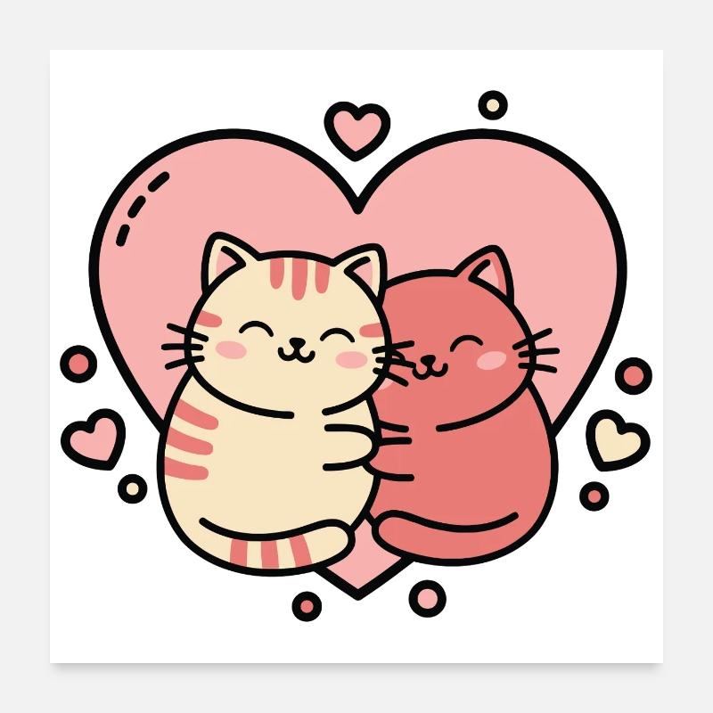 Duo de câlins de chat sincères Poster 60 x 60 cm