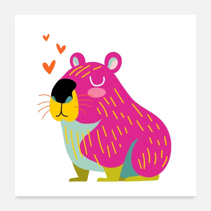 Glückliches Kapybara Poster 60x60 cm