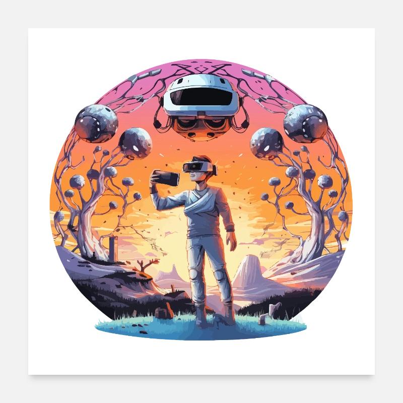 Pionnier de la VR à Abendrot-Land Poster 60 x 60 cm