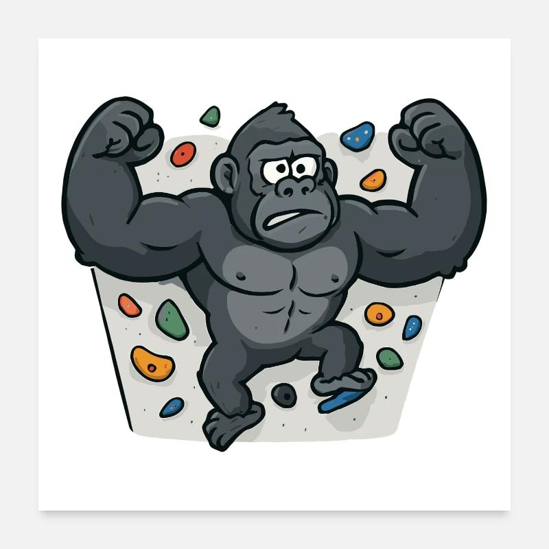 Drôle de bloc de gorille – Dessin animé Poster 60 x 60 cm