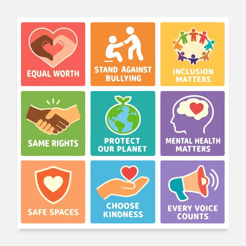 Human Rights Equality Inclusion Statement Poster 24" x 24" (60x60 cm)