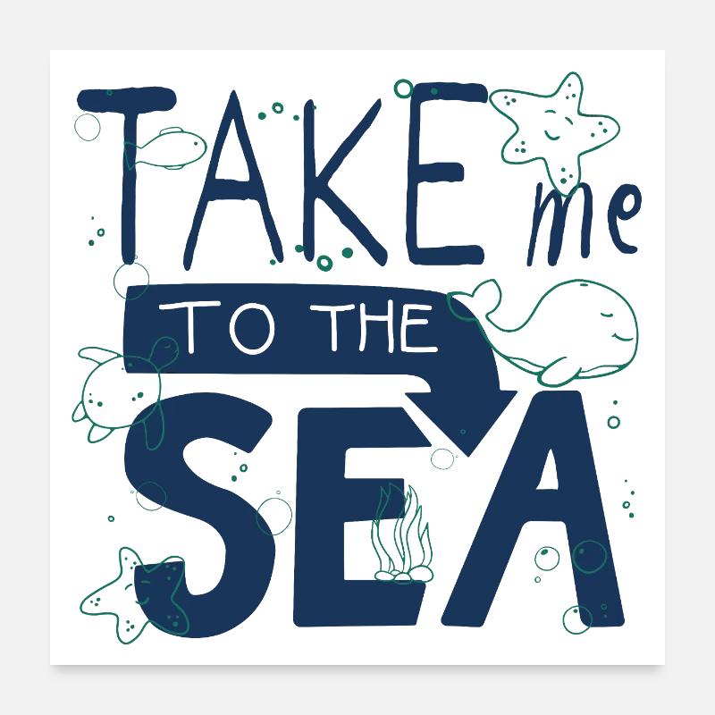 Emmène-moi à la mer – Vacances en mer Doodle Poster 60 x 60 cm