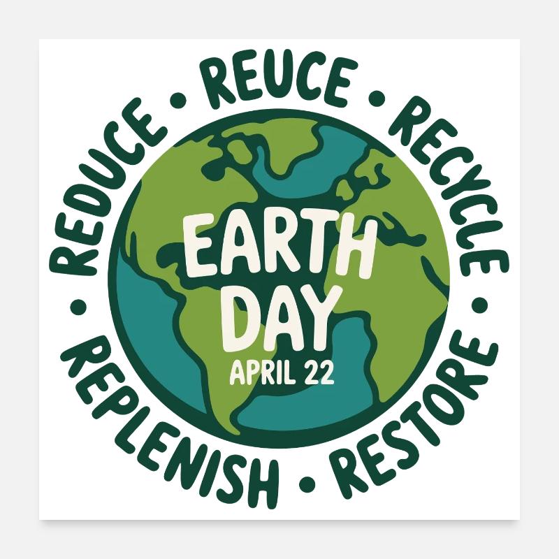 Cercle du Jour de la Terre : Réutiliser Recycler Poster 60 x 60 cm