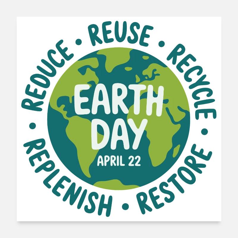 Earth Day Wiederverwendung Logo Poster 60x60 cm