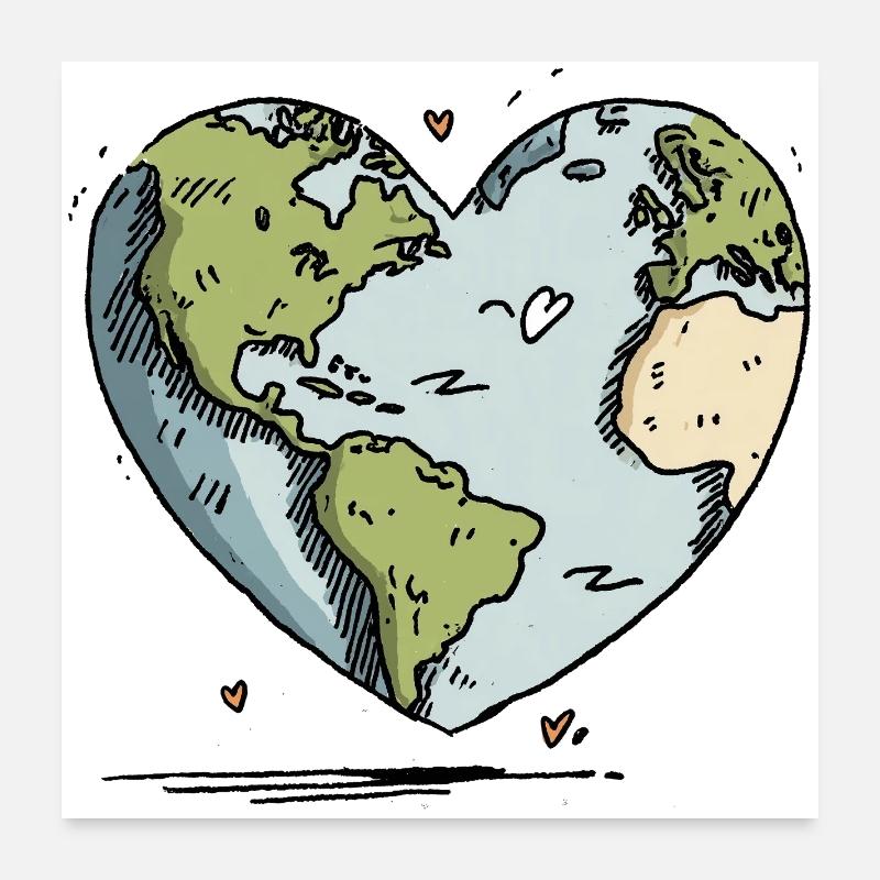 Globe du Cœur de la Terre Poster 60 x 60 cm