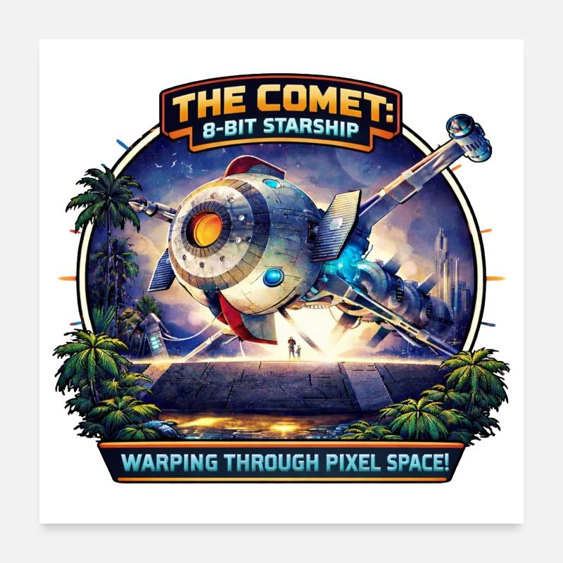 The Comet – 8-Bit Starship Poster 60x60 cm
