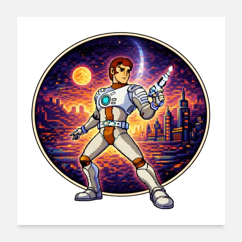 Pixel Captain – Héros rétro de science-fiction Poster 60 x 60 cm