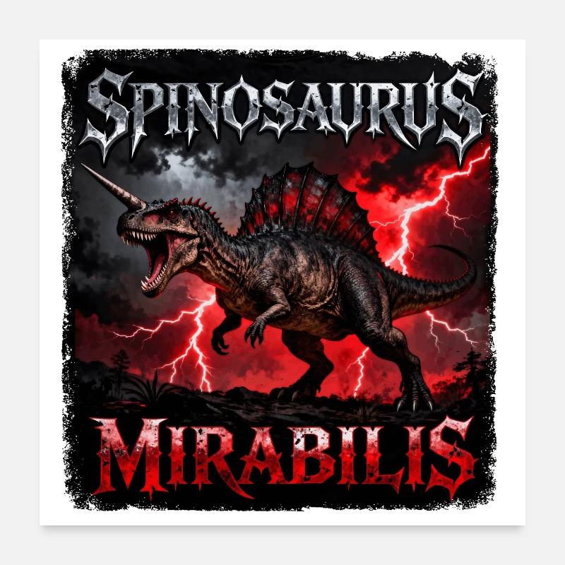 Spinosaurus Mirabilis – Dino mit Donner und Blitz Poster 60x60 cm