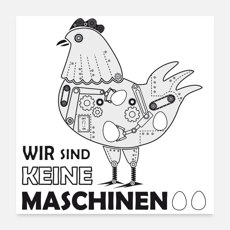 Fans de poulet - Coq - Coq - Poulet fleur - Bio Poster 60 x 60 cm