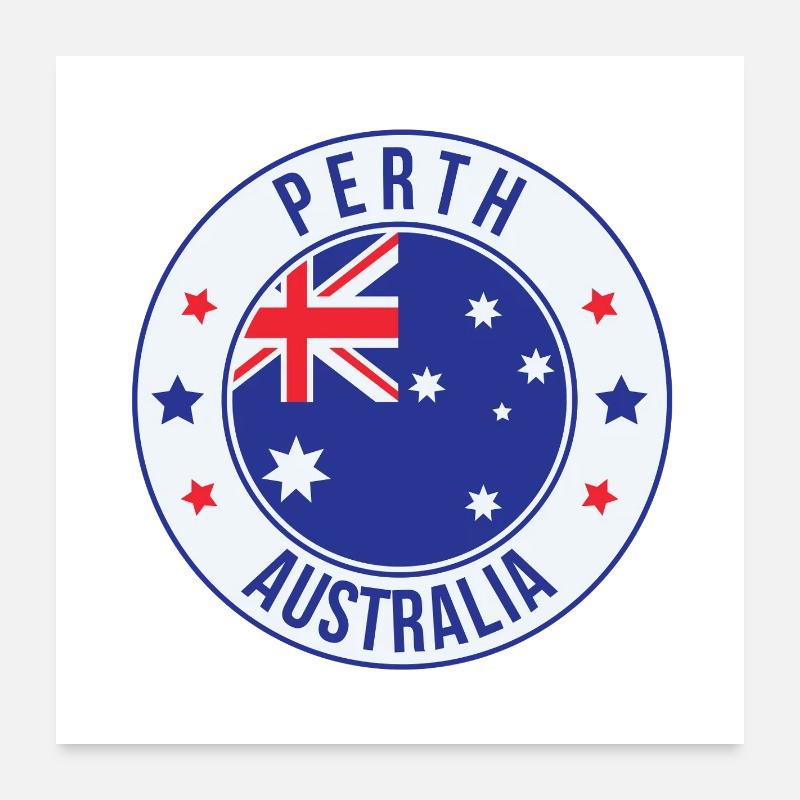 Perth Australia Circle Badge Poster 24" x 24" (60x60 cm)