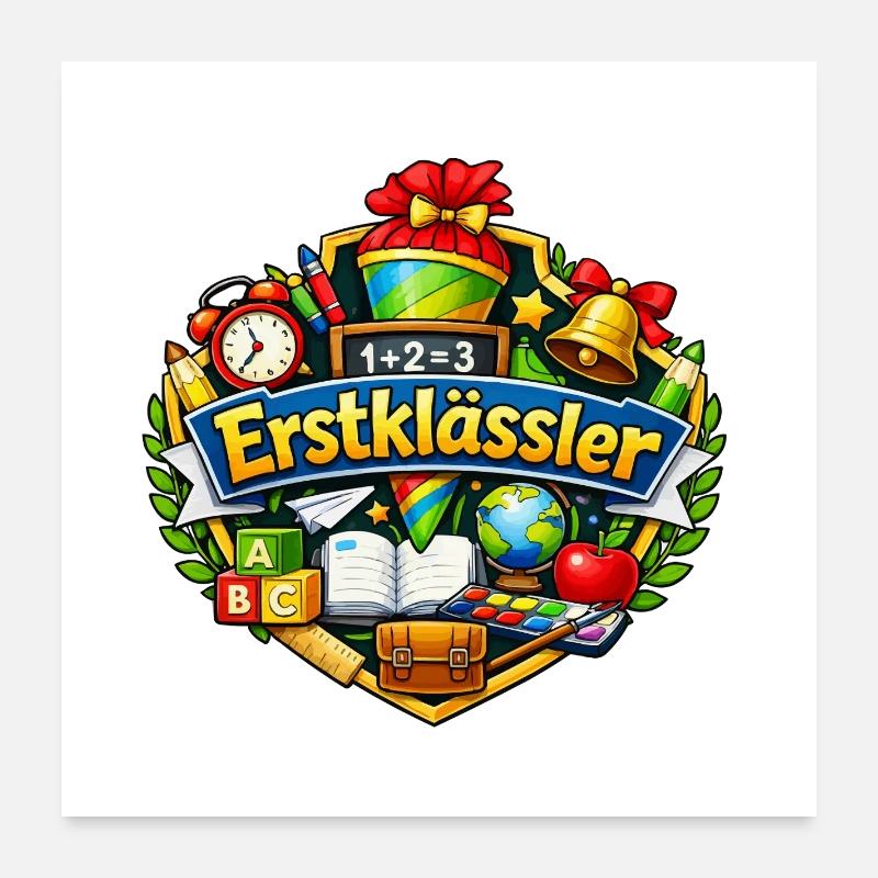Erstklässler Lernen Schule Poster 60x60 cm