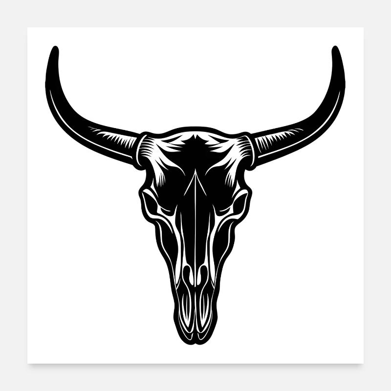 Longhorn-Kopfschädel Poster 60x60 cm