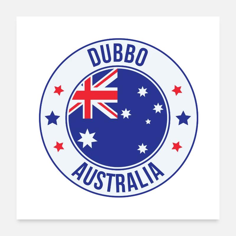 Dubbo Australien Rundflaggenemblem Poster 60x60 cm