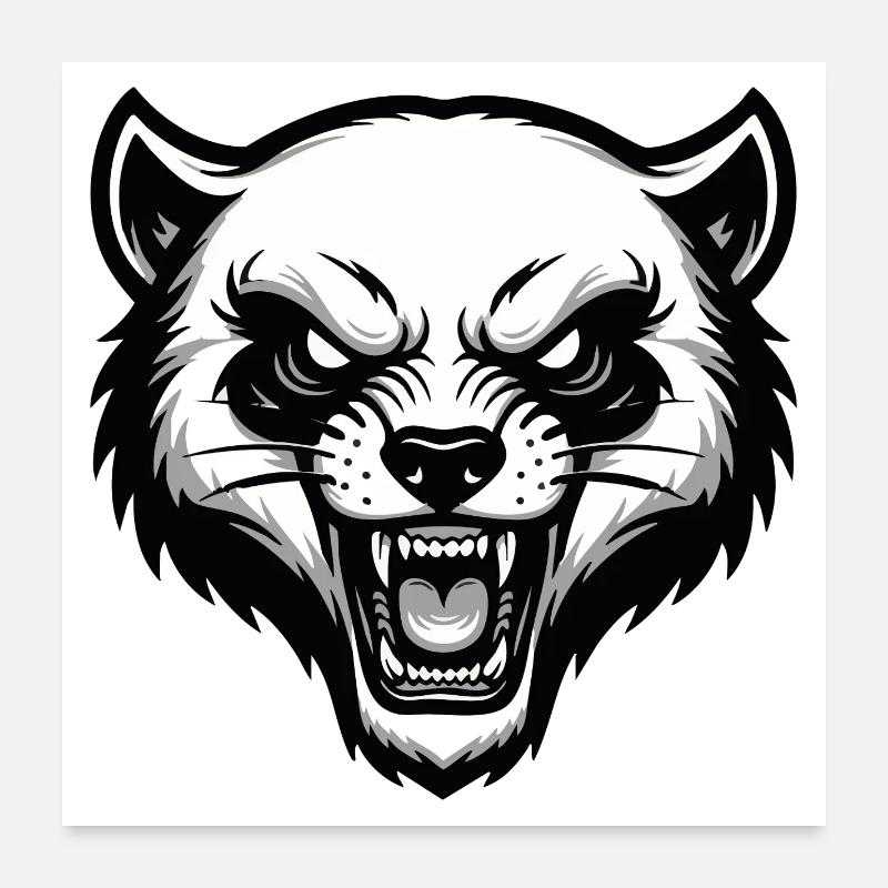 Wild Glutton Wolverine Maskottchen-Logo Poster 60x60 cm