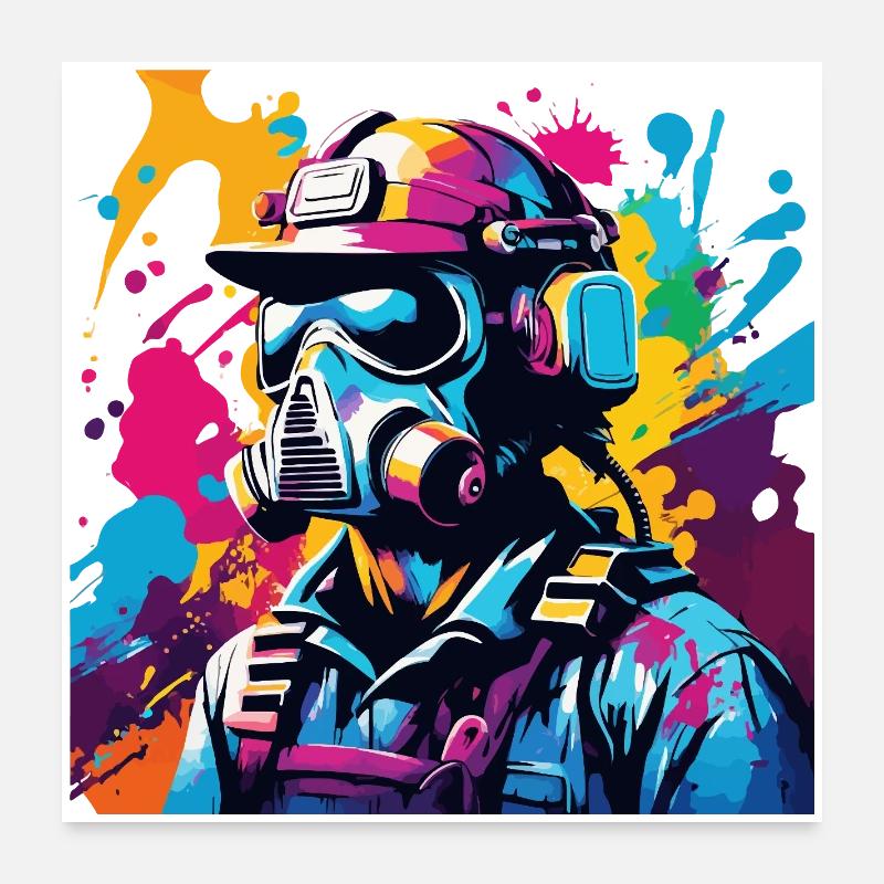 Vivid Gasmask Warrior Poster 24" x 24" (60x60 cm)