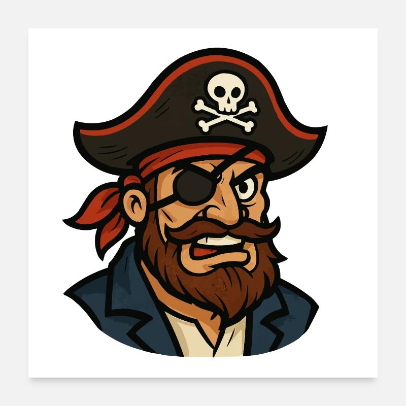 Capitaine pirate Cache-œil Poster 60 x 60 cm