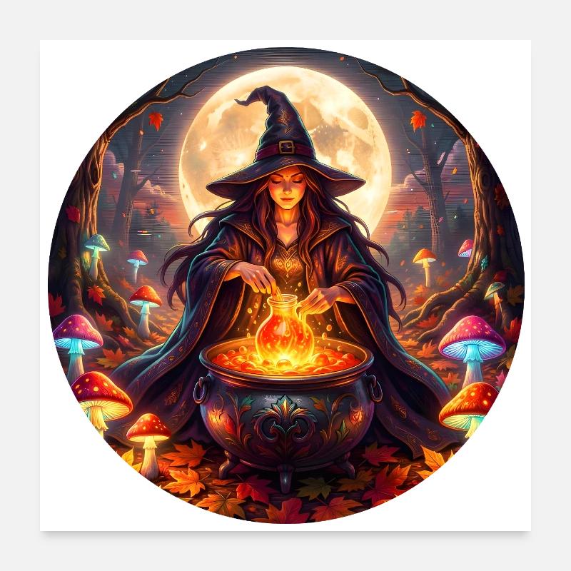 Moonlit Witch's Cauldron Poster 24" x 24" (60x60 cm)